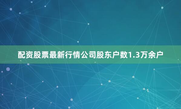 配资股票最新行情公司股东户数1.3万余户