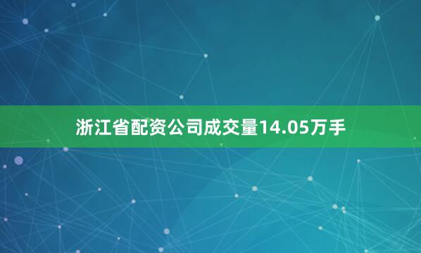 浙江省配资公司成交量14.05万手